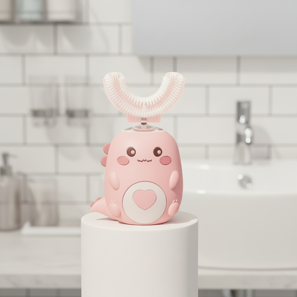 Children U-Shaped Electric Toothbrush 360 Degrees Smart Cartoon Kids Silicone Toothbrush Automatic Rechargeable Sonic Toothbrush (Copia)