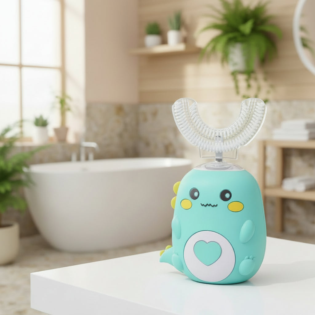 Children U-Shaped Electric Toothbrush 360 Degrees Smart Cartoon Kids Silicone Toothbrush Automatic Rechargeable Sonic Toothbrush (Copia)